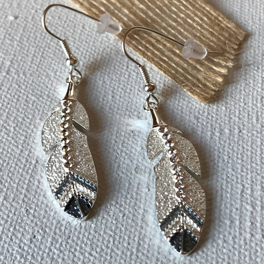 Eagle Feather Earrings / Drop Wire on CARD
