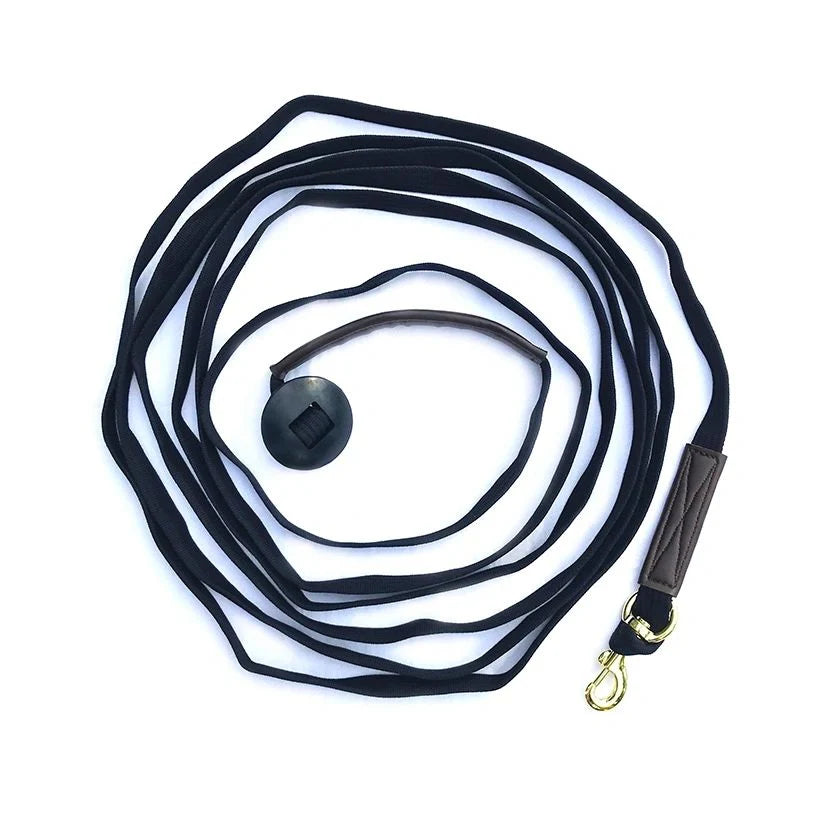 Lunge Line Cotton Webbing, Rubber Stopper, Brass Plated Bolt Snap, 27'