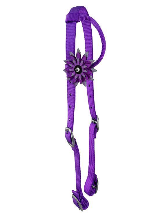 Showman Colorful Nylon One Ear Headstall with 3D Flower Accent
