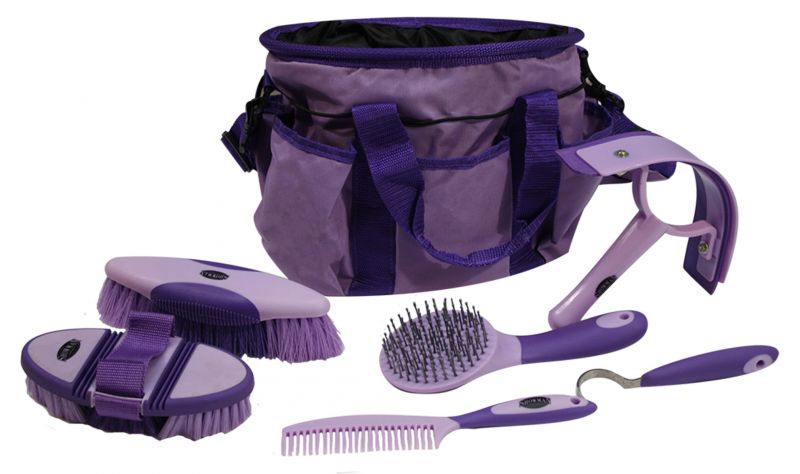 Showman 6 piece soft grip grooming kit with nylon carrying bag