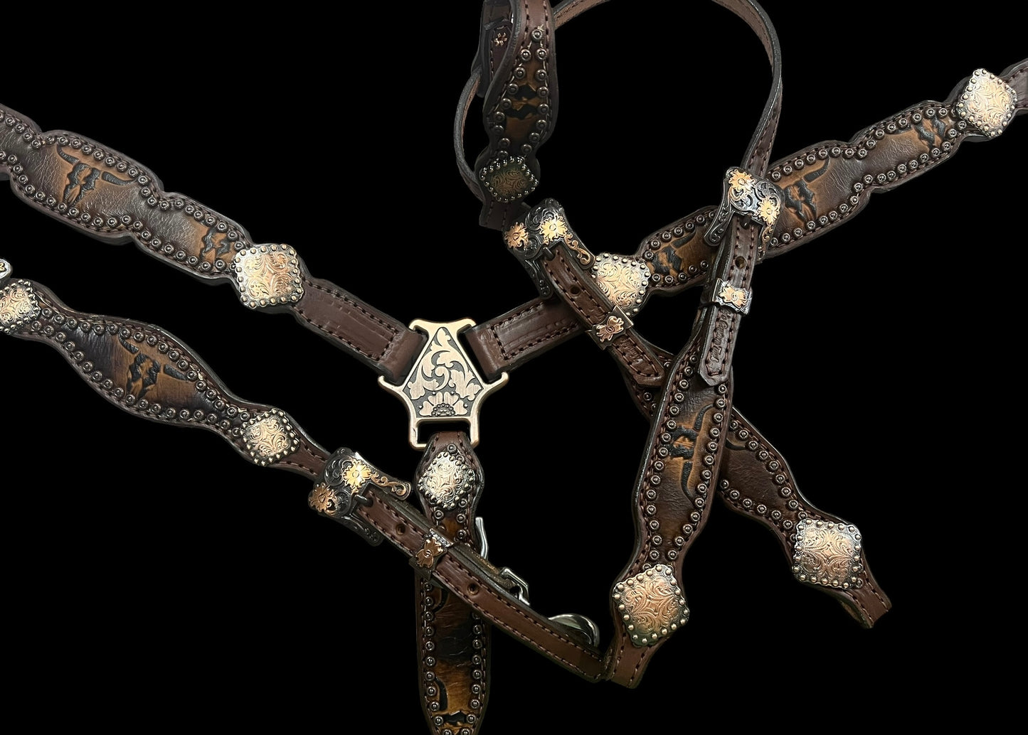 Brown longhorns on Walnut eather