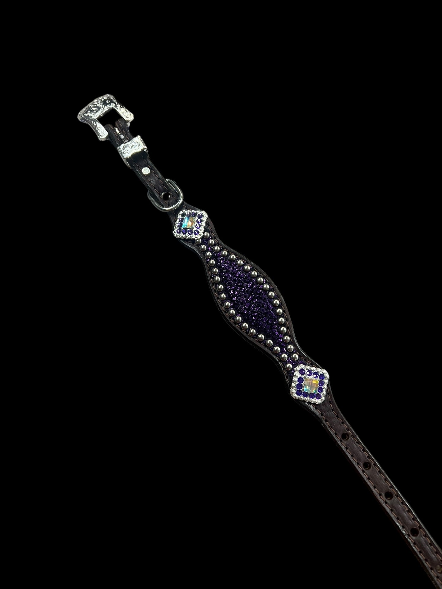 Purple mystic on Walnut leather