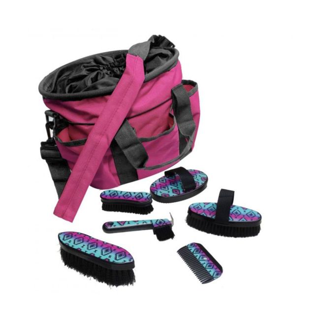 Showman 6 piece soft grip grooming kit with nylon carrying bag