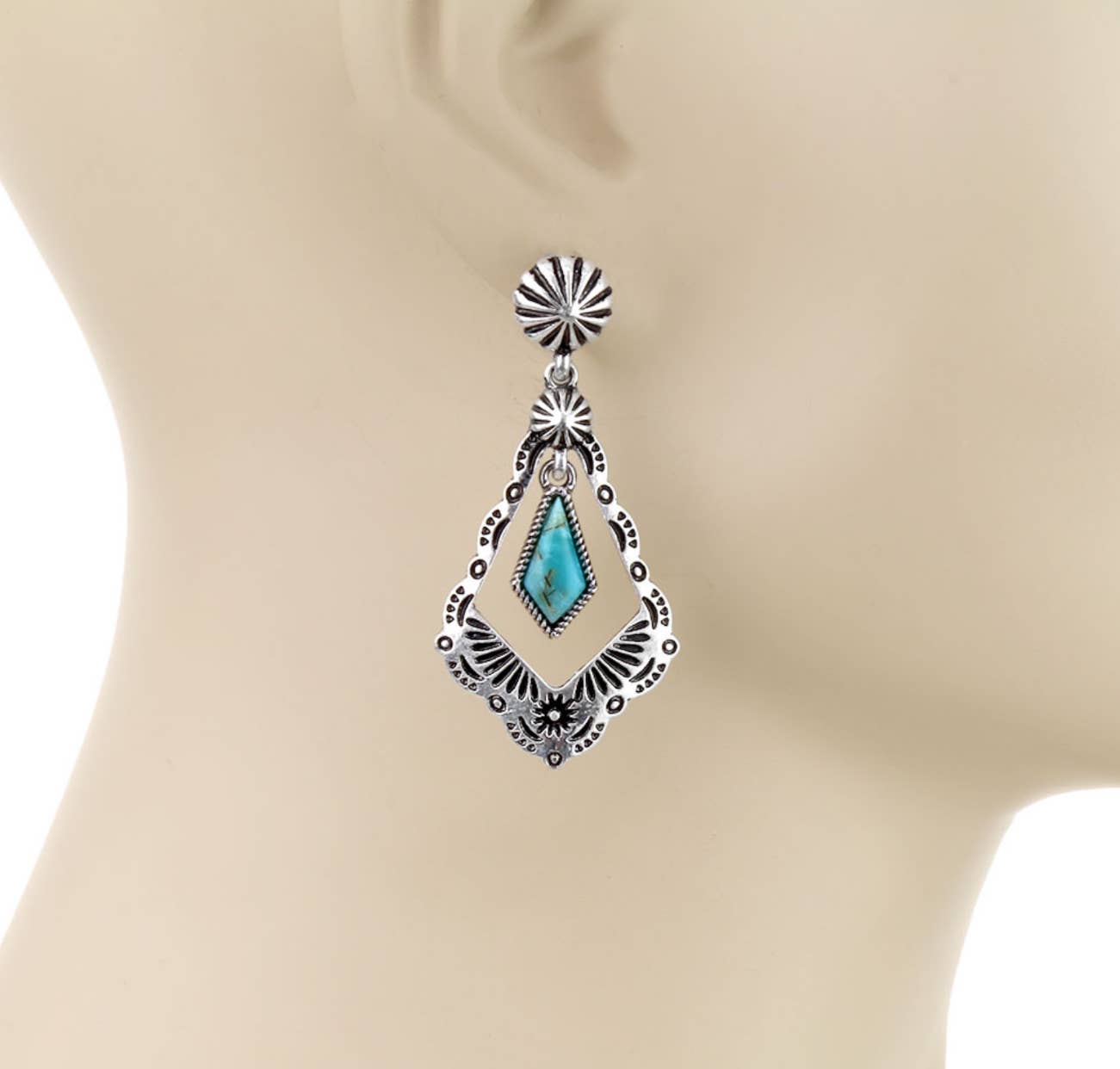 Western Aztec Stone Stud Earrings