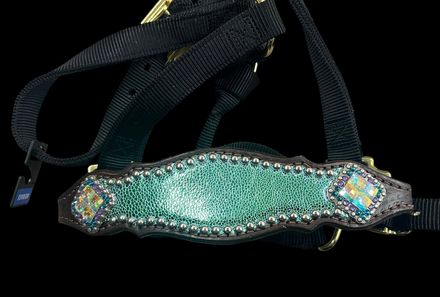 Mermaid tail glitter on Chocolate leather