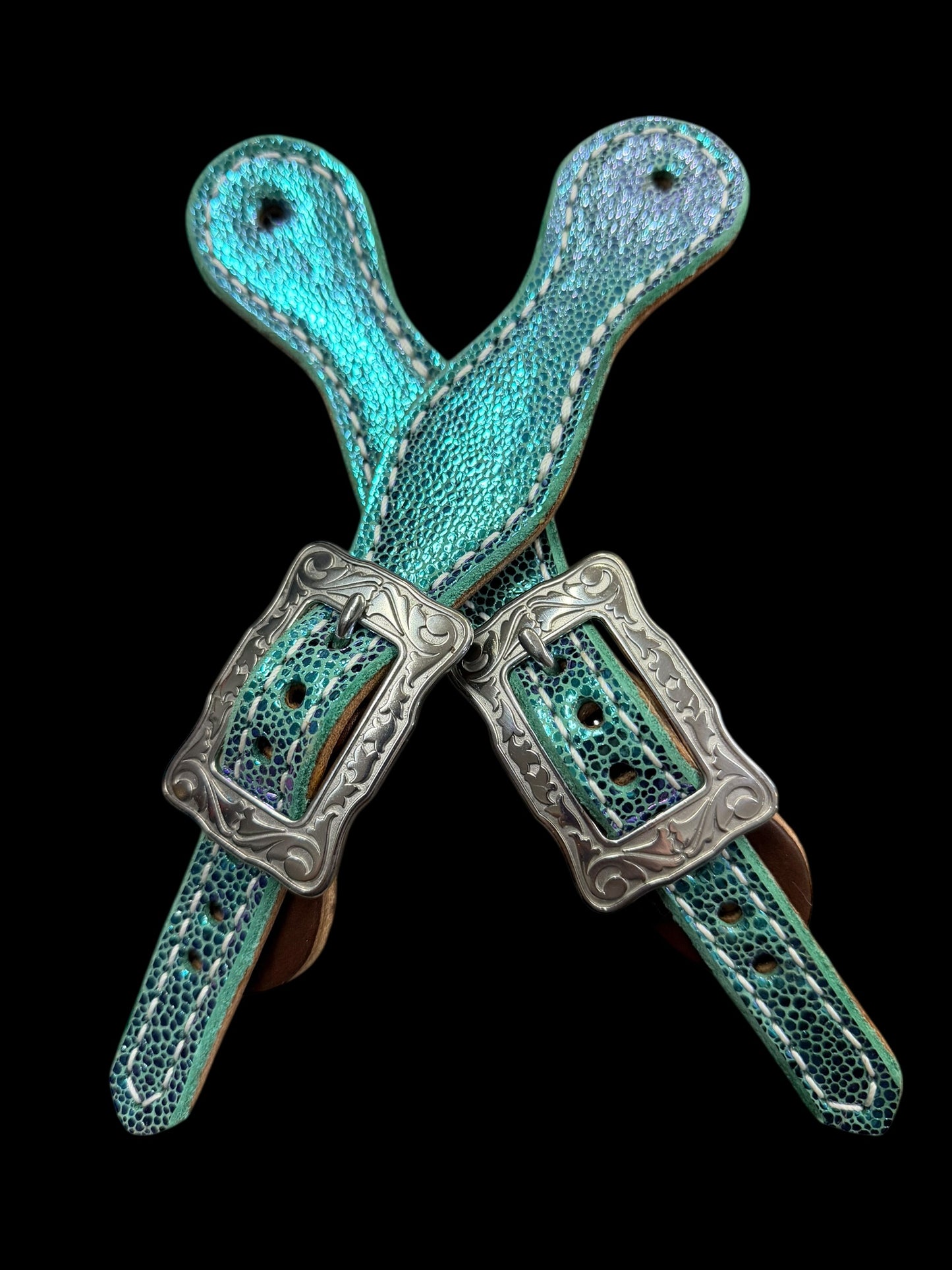 Mermaid tail glitter on Chocolate leather