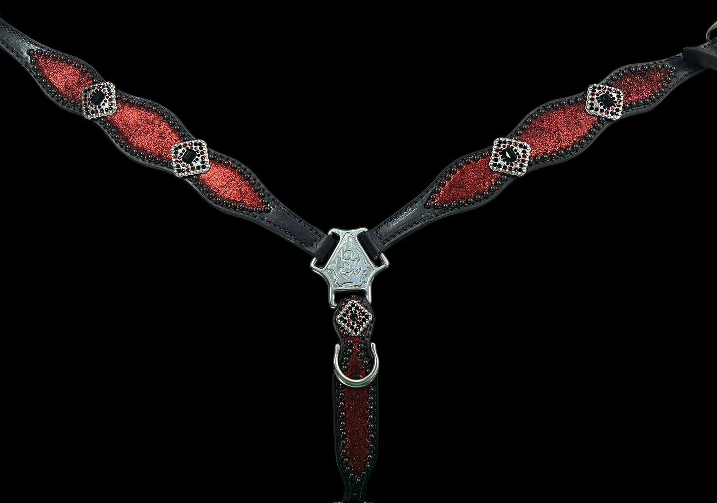 Red crackle on black leather