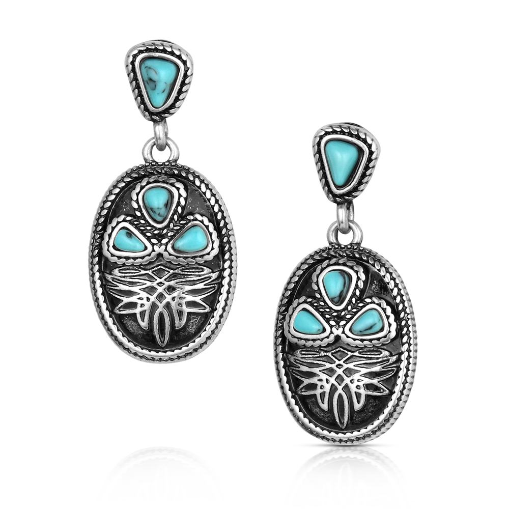 Boot Stitch Turquoise Earrings