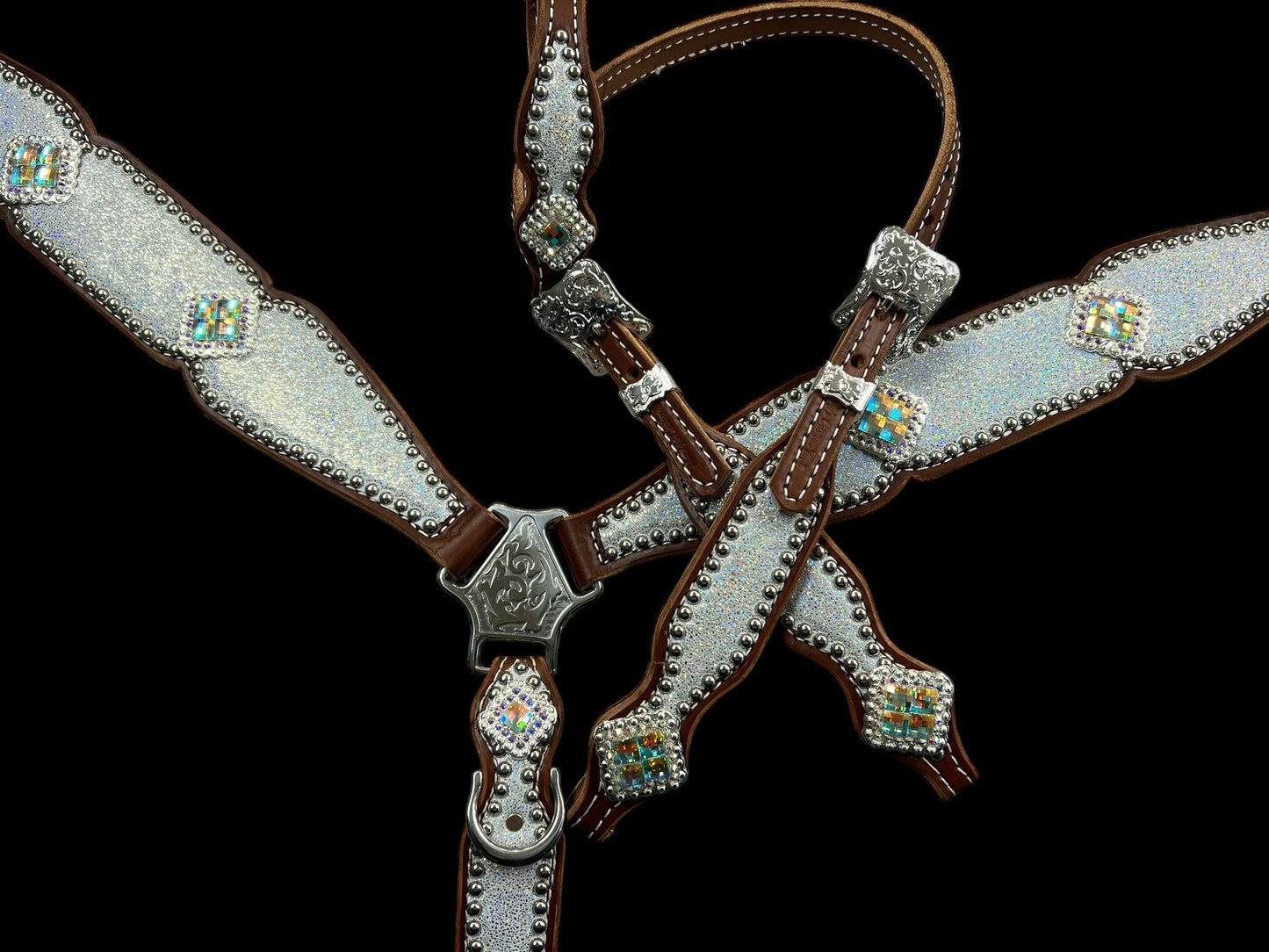 Silver ice on medium leather