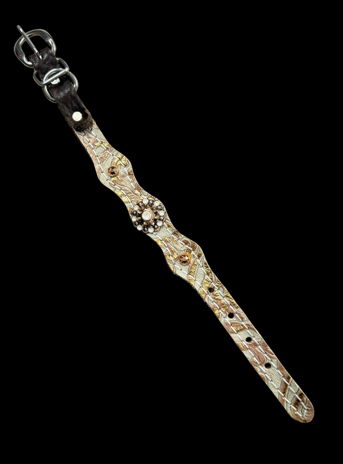 Ginger floral on dark leather