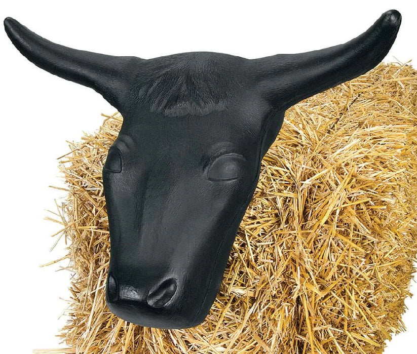 Professional Roping Training Head - Steer Head, Black, 2 Metal Bale Spikes