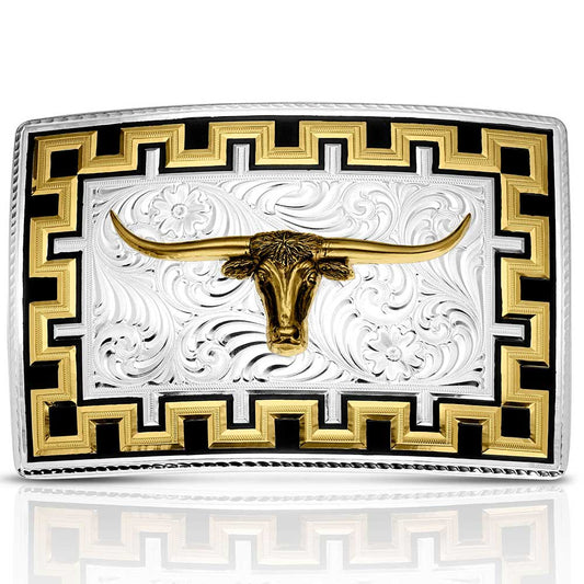 Honor and Grit Buckle with Longhorn