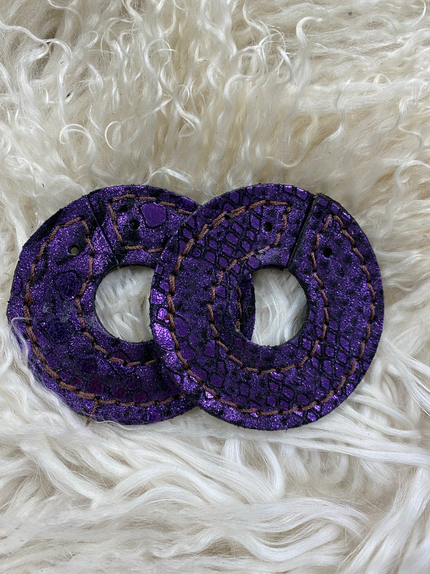 Purple mystic on Walnut leather