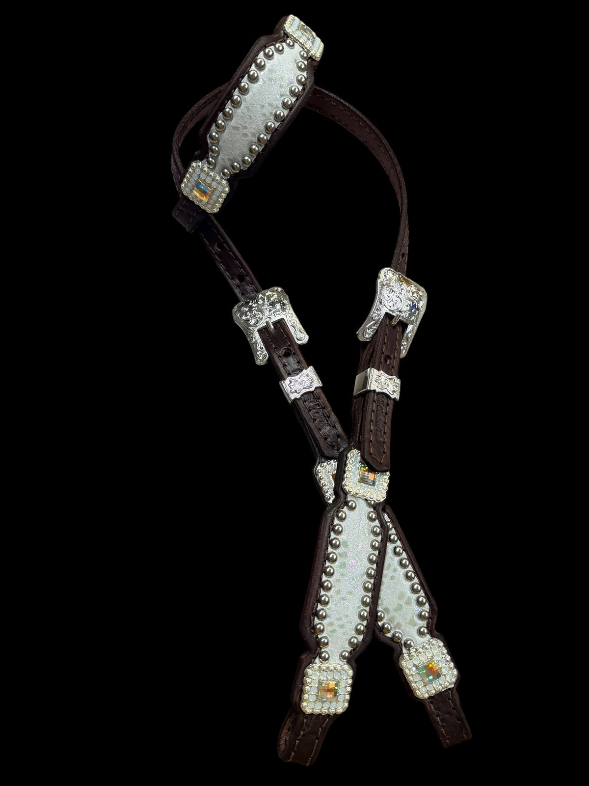 White mystic  on dark leather
