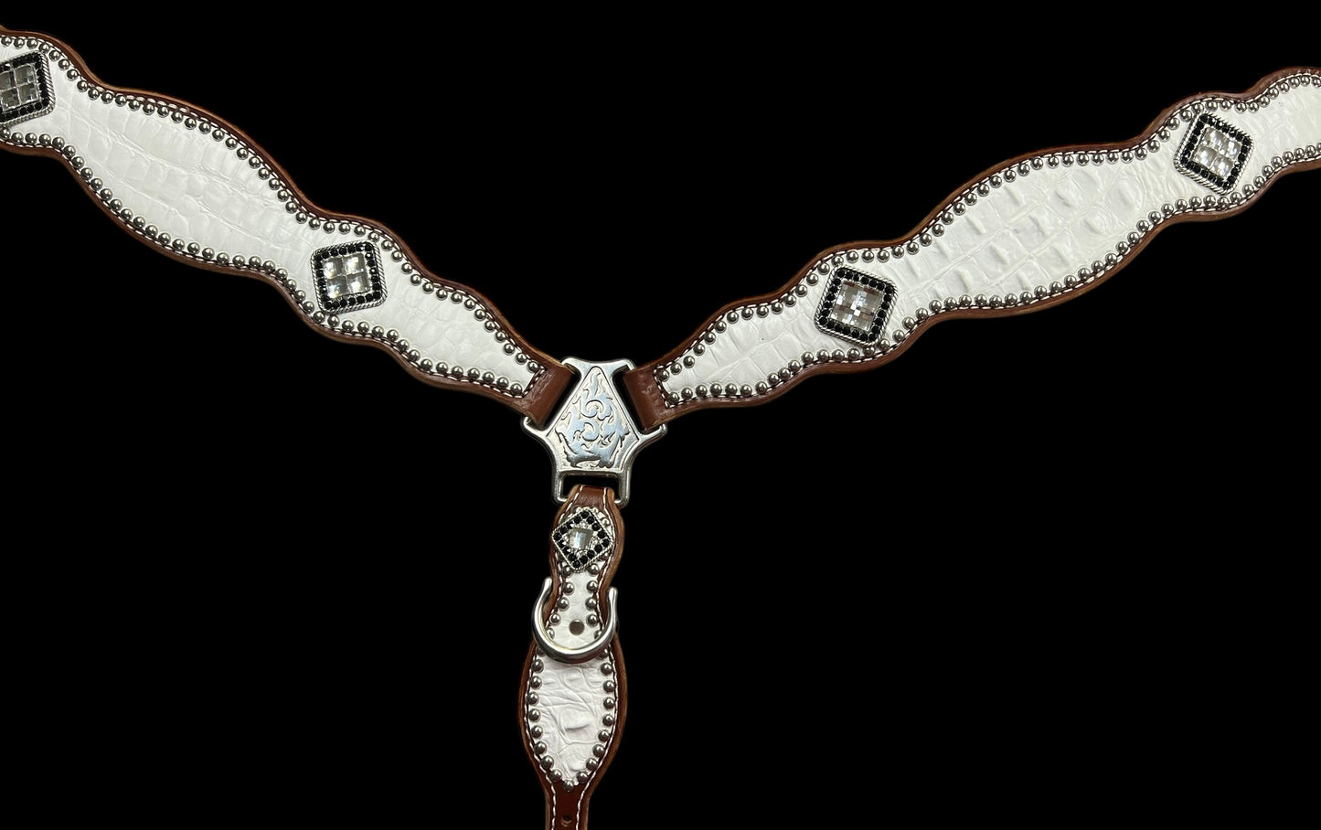 White gator on medium  leather