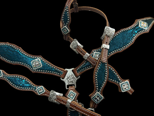 teal mystic on medium leather