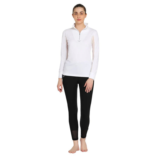 TuffRider Ladies Long Sleeve Ventilated Technical Sport Shirt – UV Protection, Quick-Dry, Mesh Undersleeves