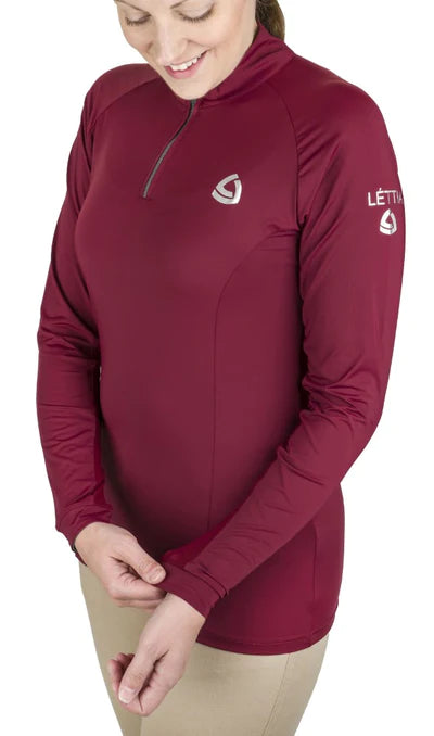 LETTIA WOMEN QUARTER-ZIP NECK UPF 50+ SUN SHIRT WINE