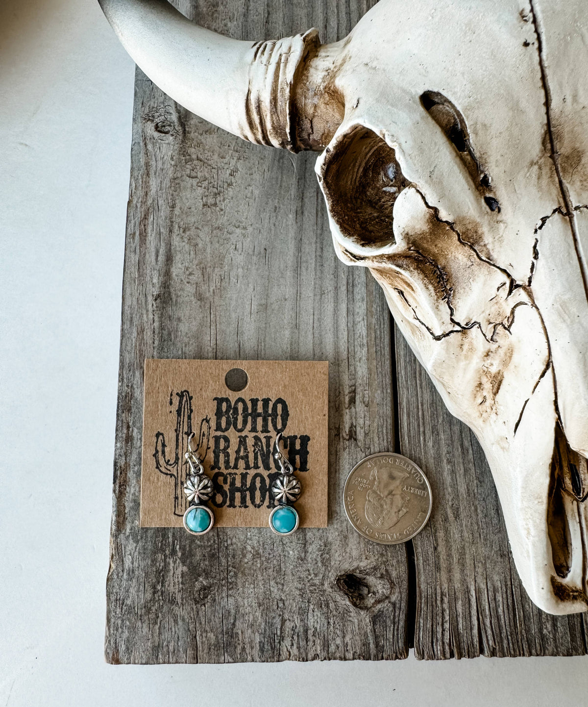 Western Stud Turquoise Dangle Earrings