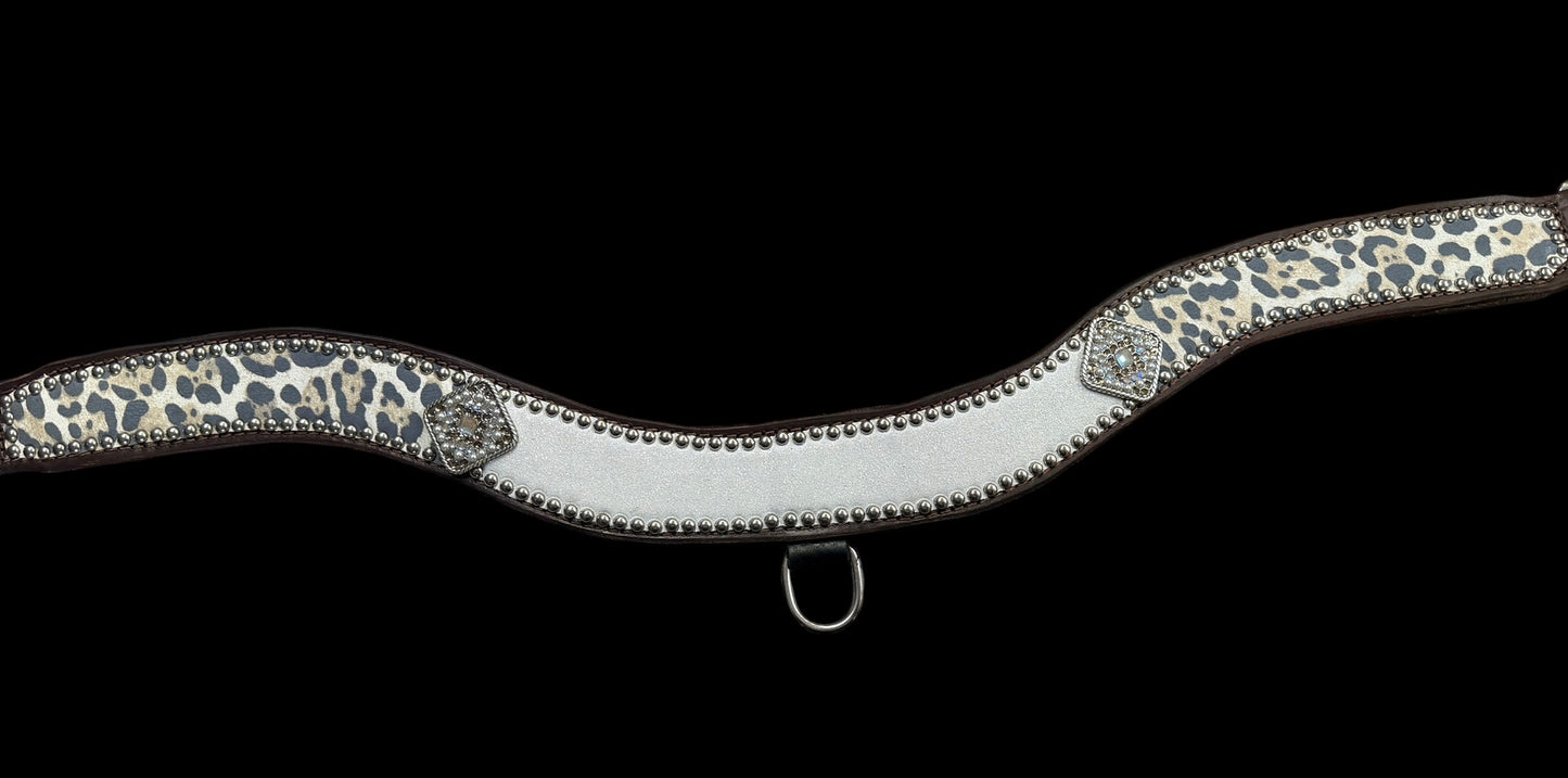 Barrel Racer Tripping style white glitter and leopard