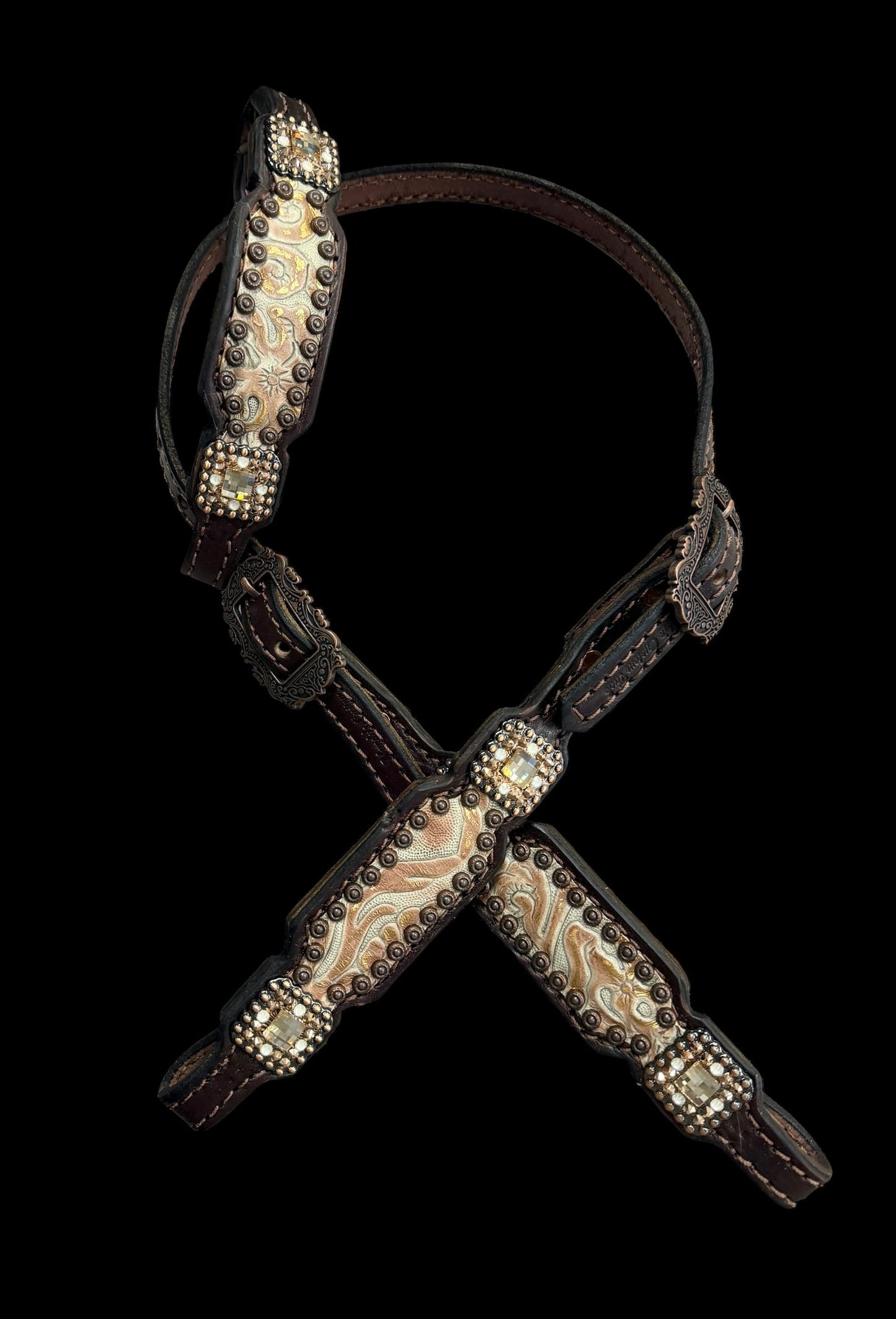 Ginger floral on dark leather