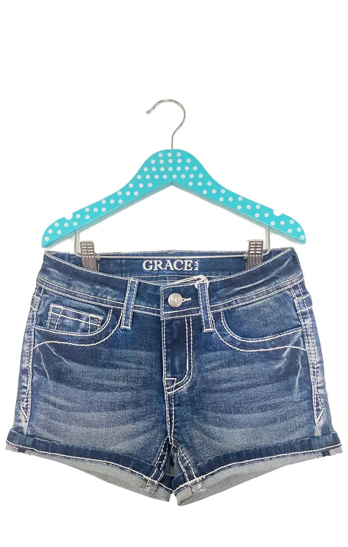 Border Stitches Detail Girl Shorts| GH-51795