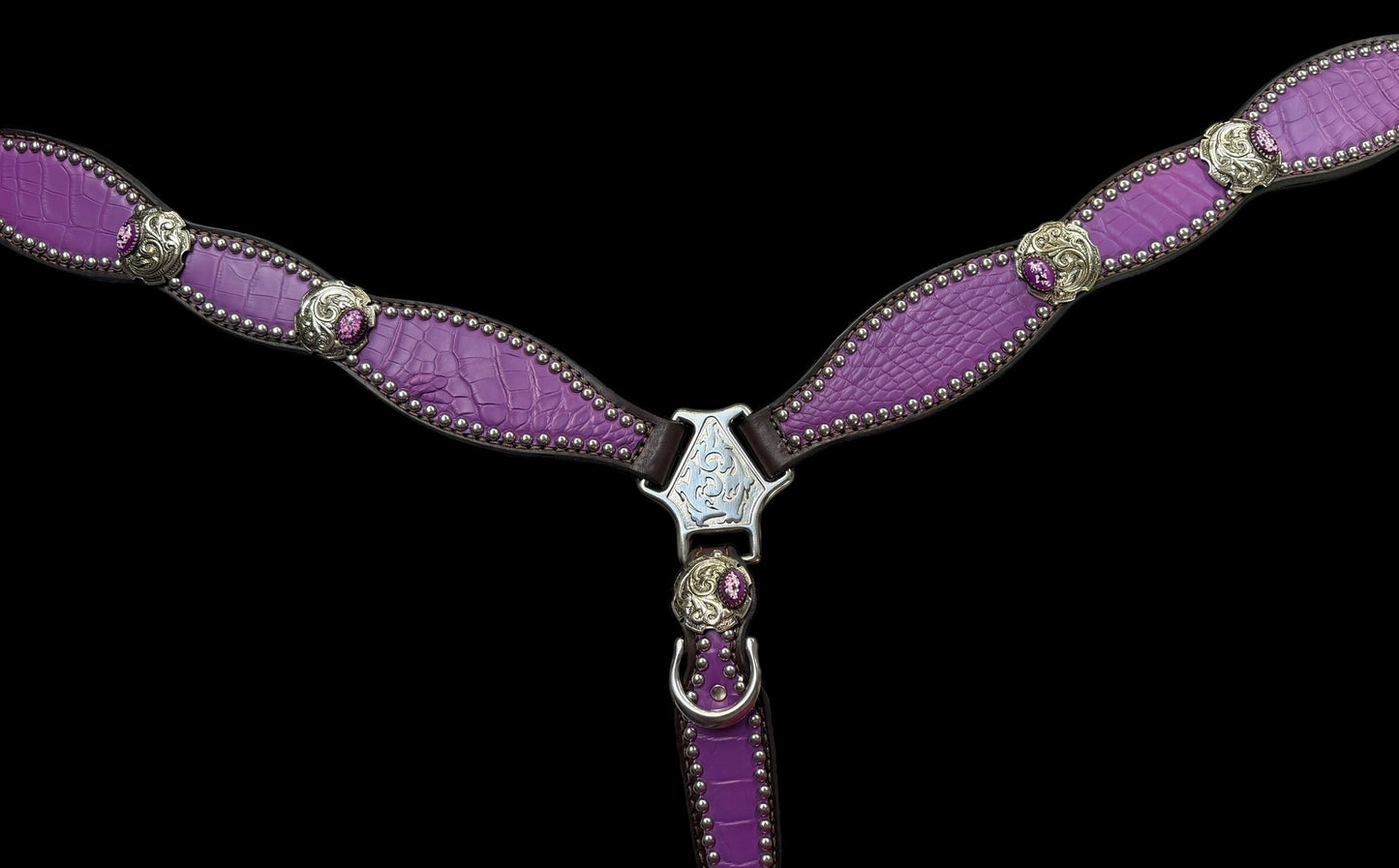 Genuine Matte Hyacinth Alligator Tack set