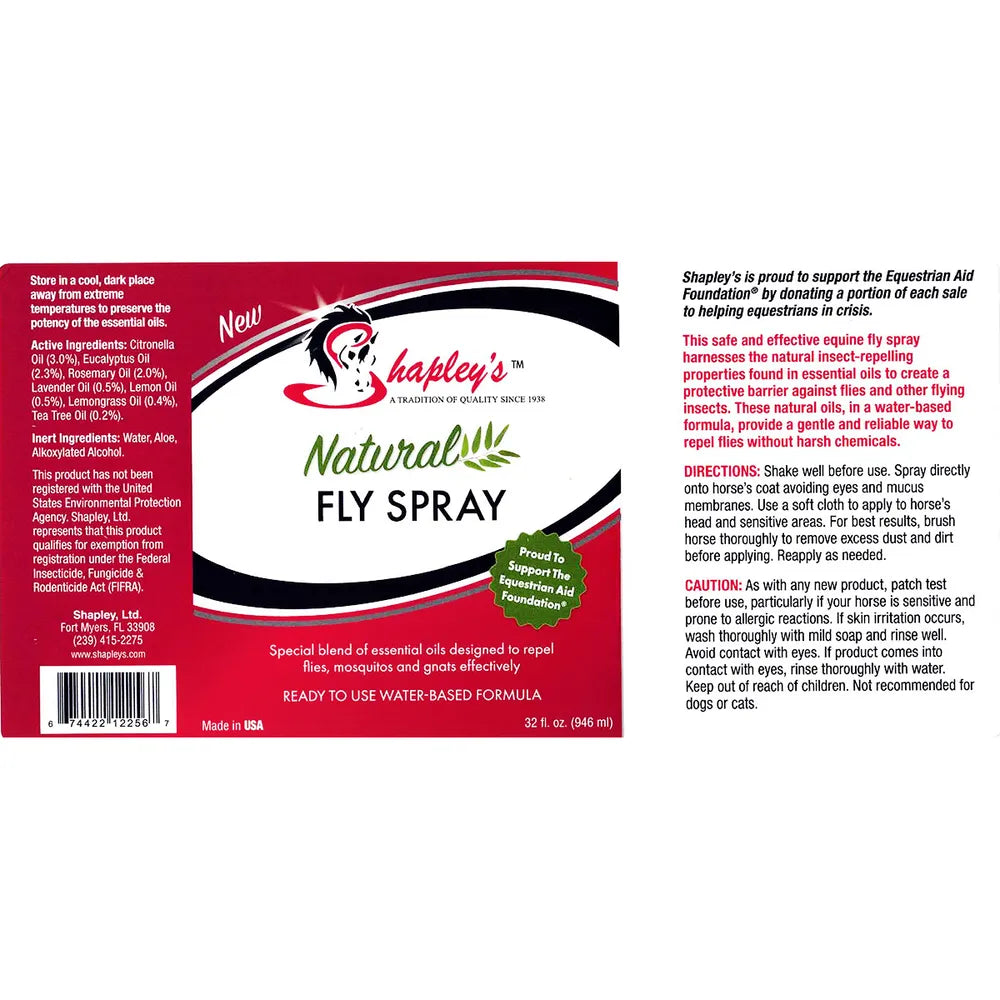 Natural Fly Spray Shapley's 32oz.