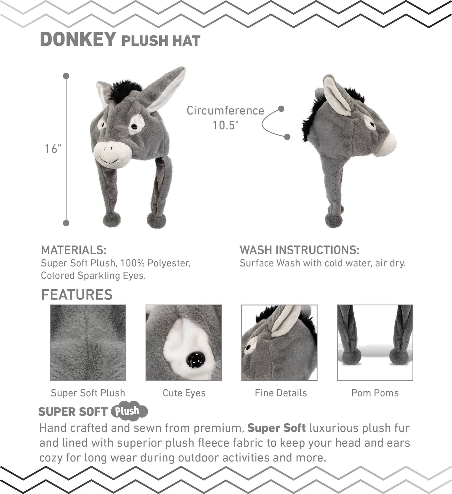 Super-Soft Plush Hat - Donkey