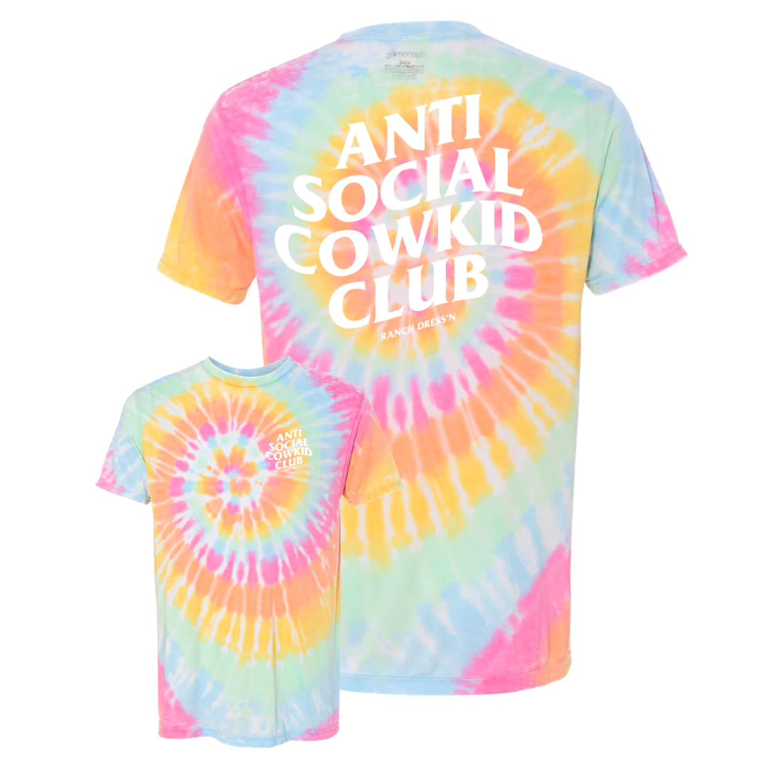 RANCH DRESSIN YOUTH ANTI SOCIAL COWKID CLUB TIE DYE TEE