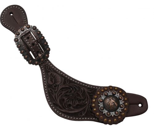 Showman Ladies Size Argentina Cow Leather Barrel Racer Concho Spur Straps