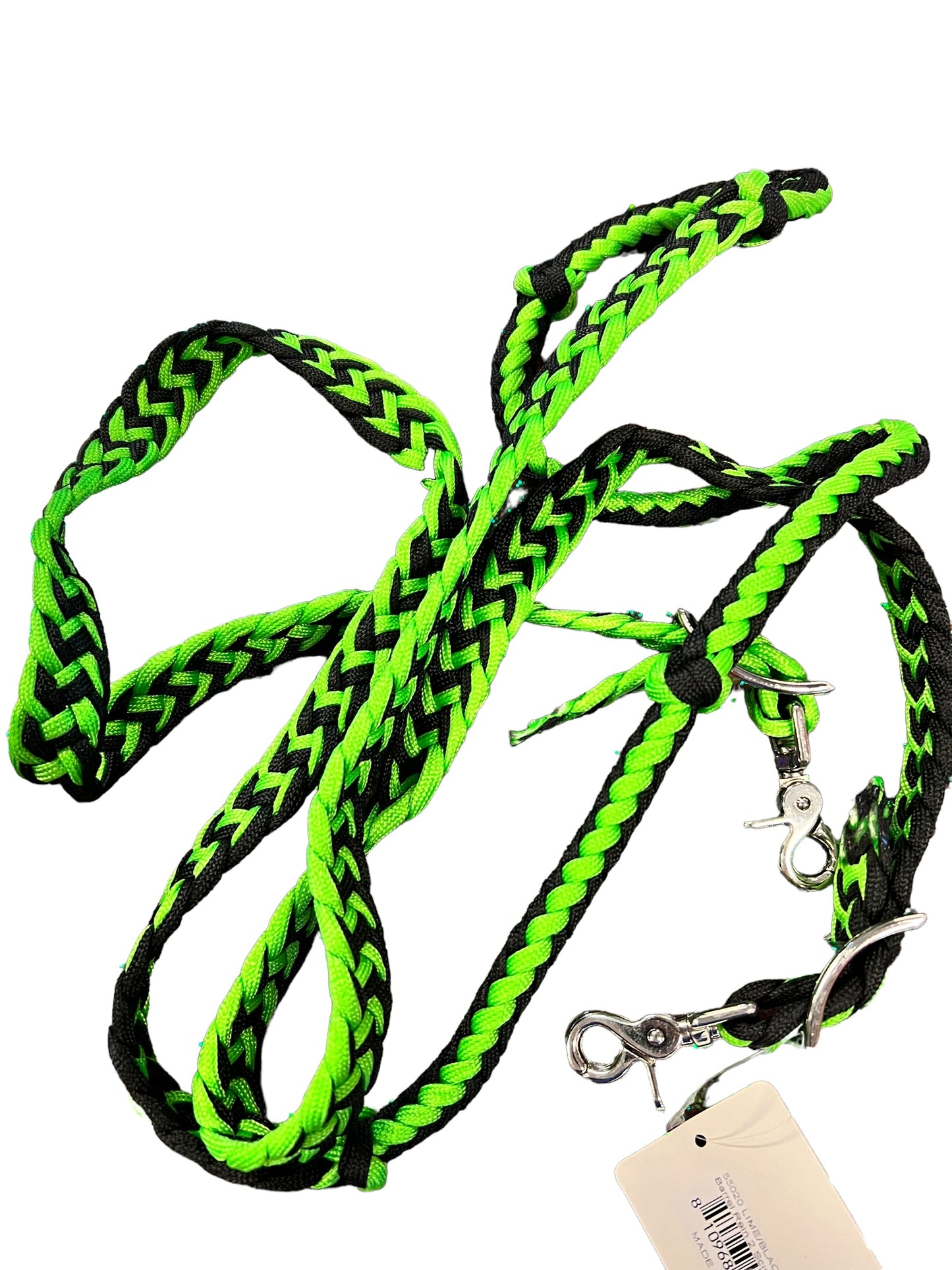 Braided Barrel / Roping Reins 8 Ft with 2 Nickel Plated Scissor Snap 2 Tone Colors