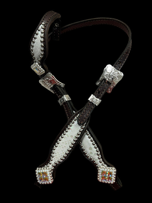 White mystic  on dark leather