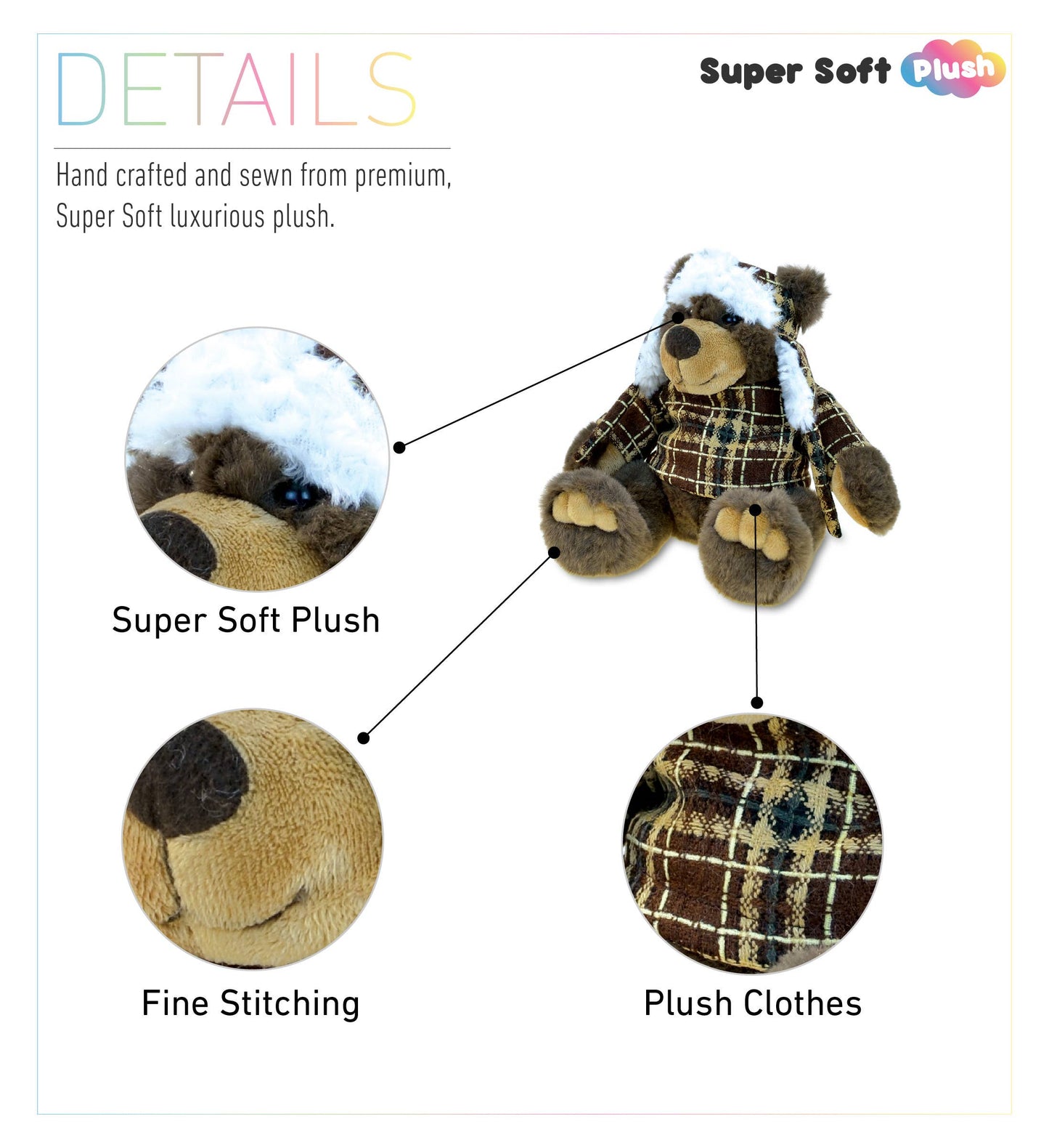 Super Soft Plush With Clothes  - Brown Bear