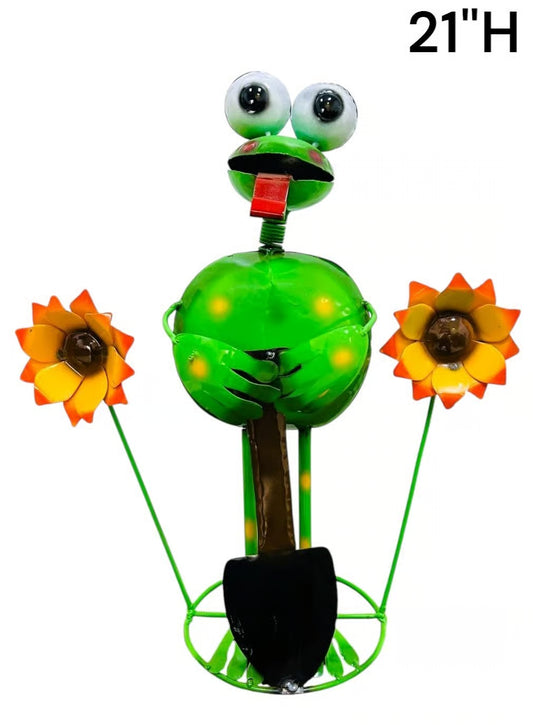 Garden Frog with Flowers 21"