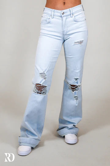 Ranch Dressin  LIGHT WASH DISTRESSED SIGNATURE TROUSER DENIM