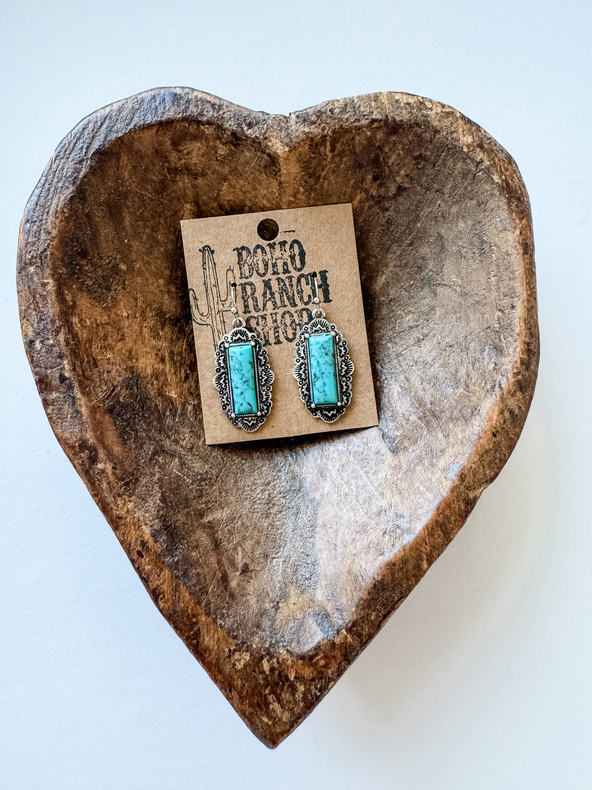 Western Hand Stone Stud Earrings - Turquoise 