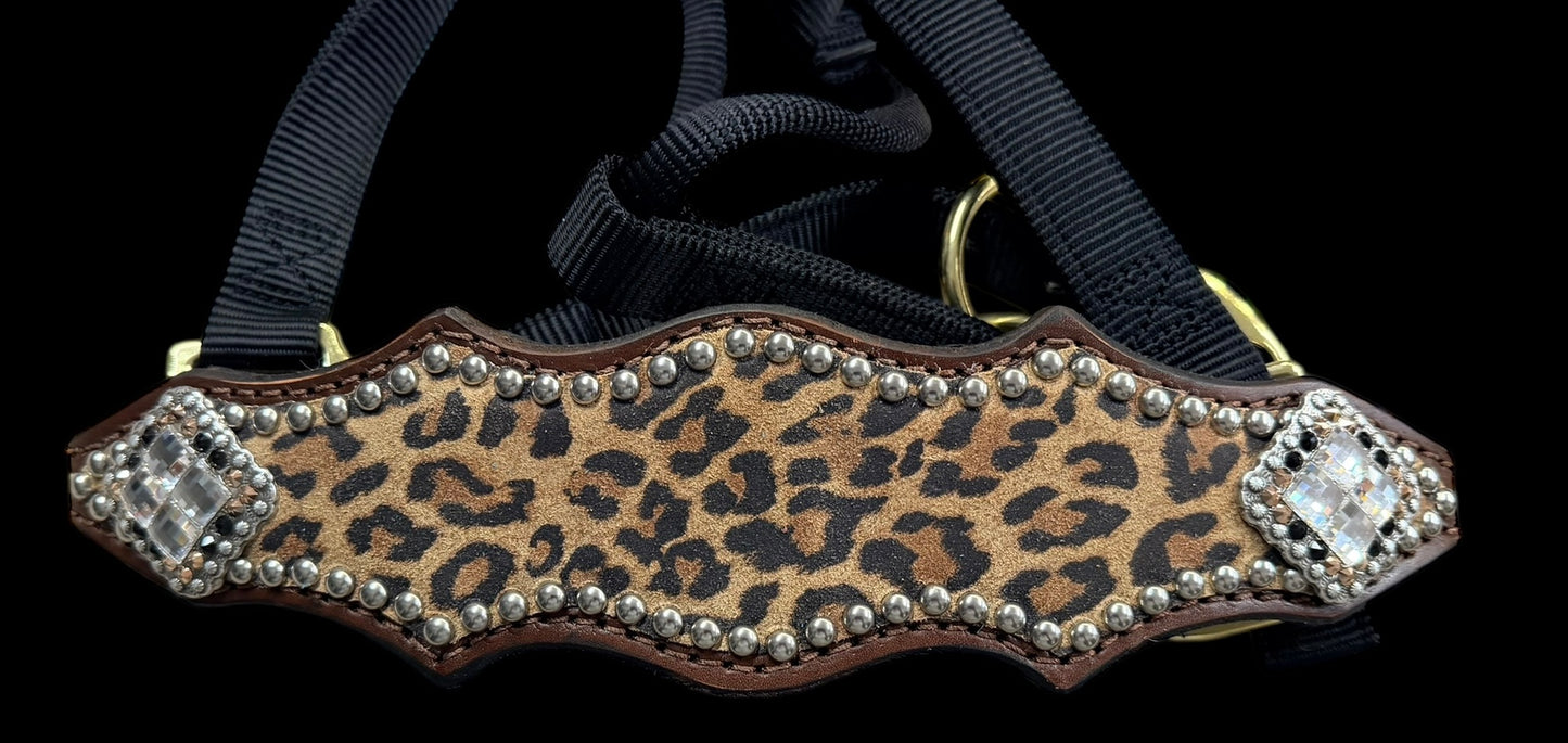 Leopard on Walnut leather