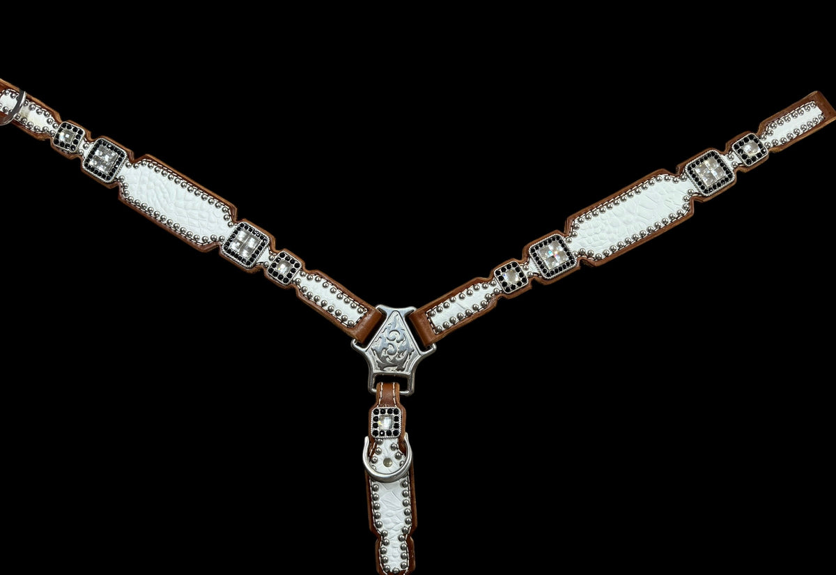 White gator on medium  leather
