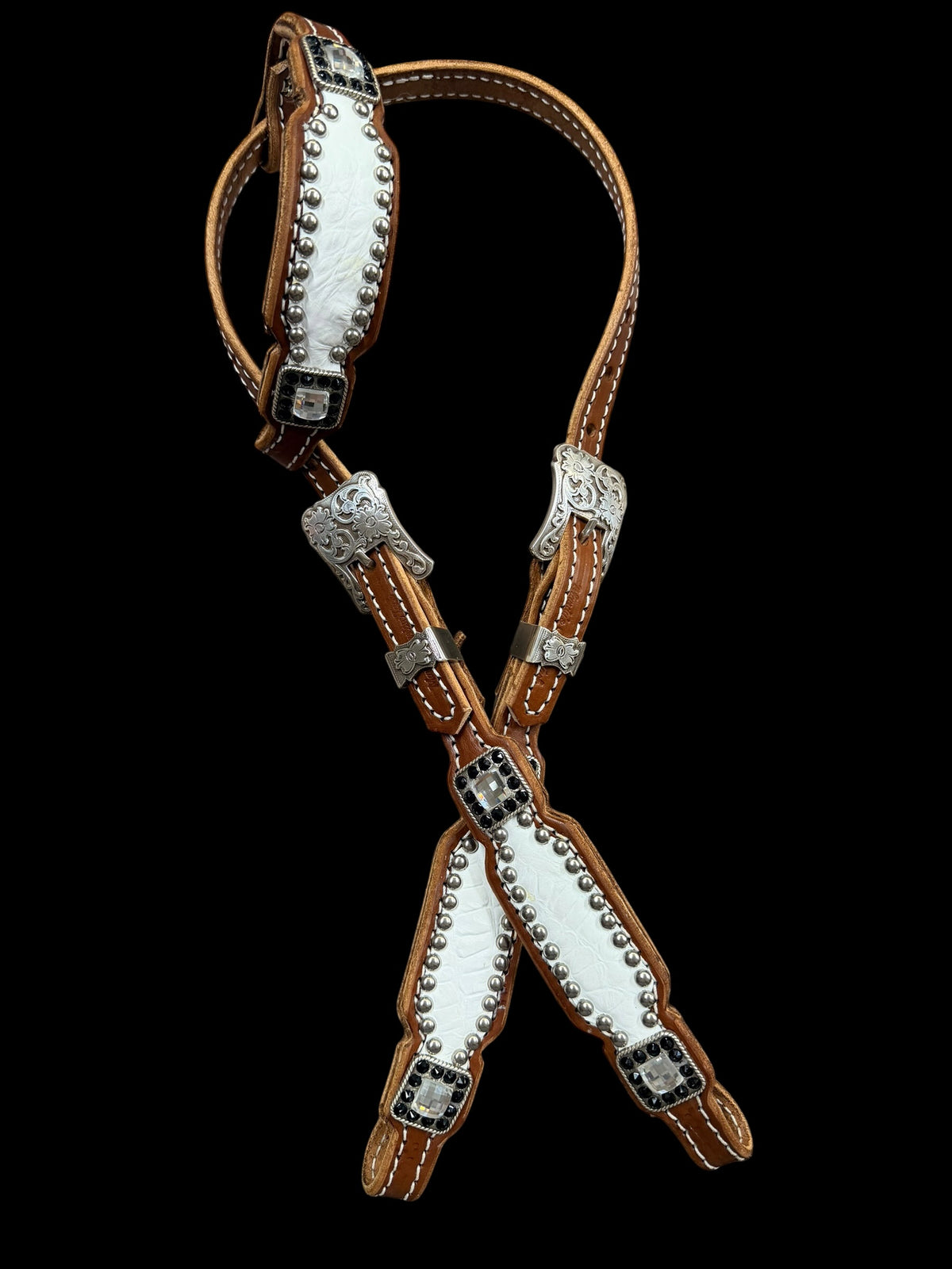White gator on medium  leather