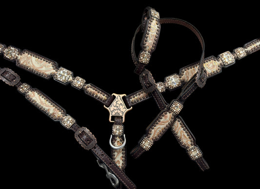 Ginger floral on dark leather