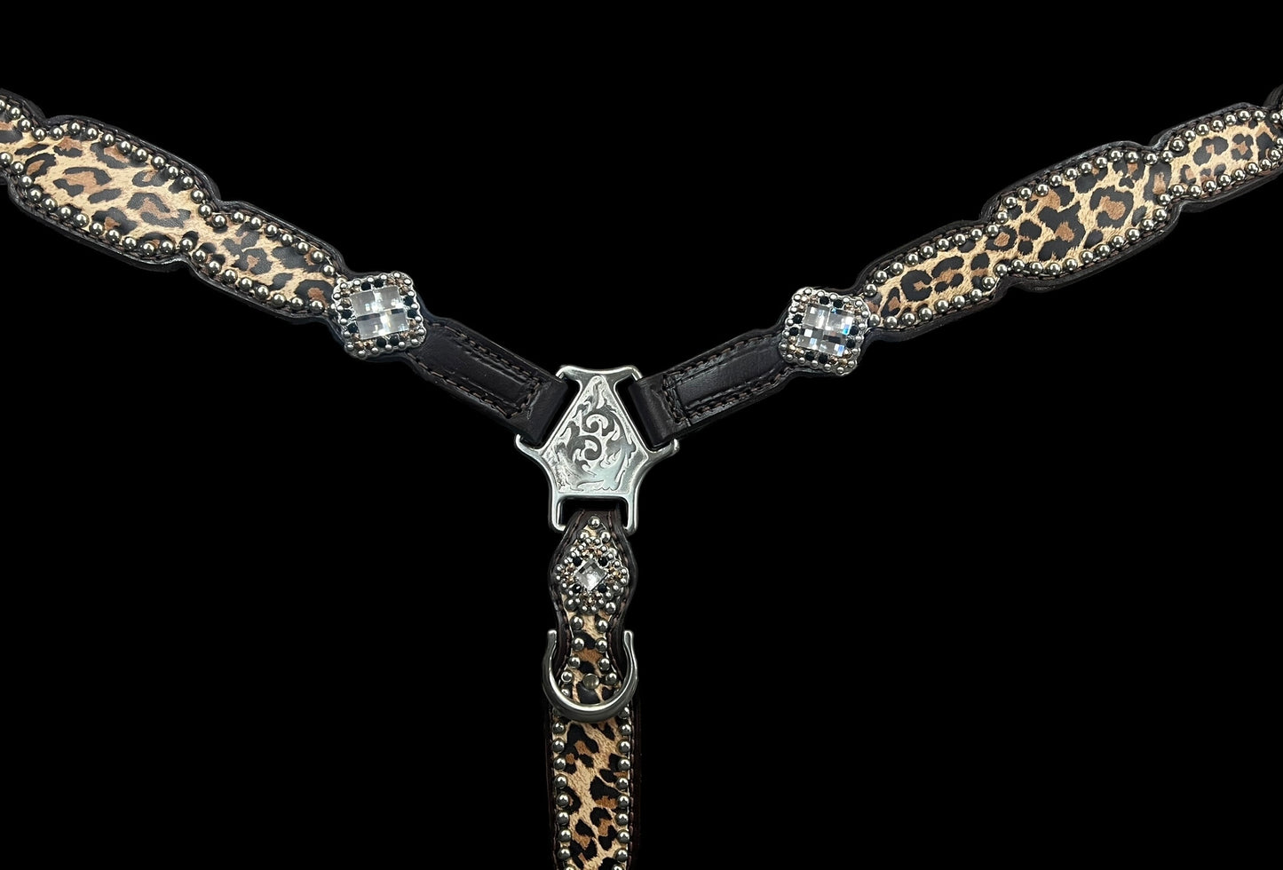 Leopard on dark leather