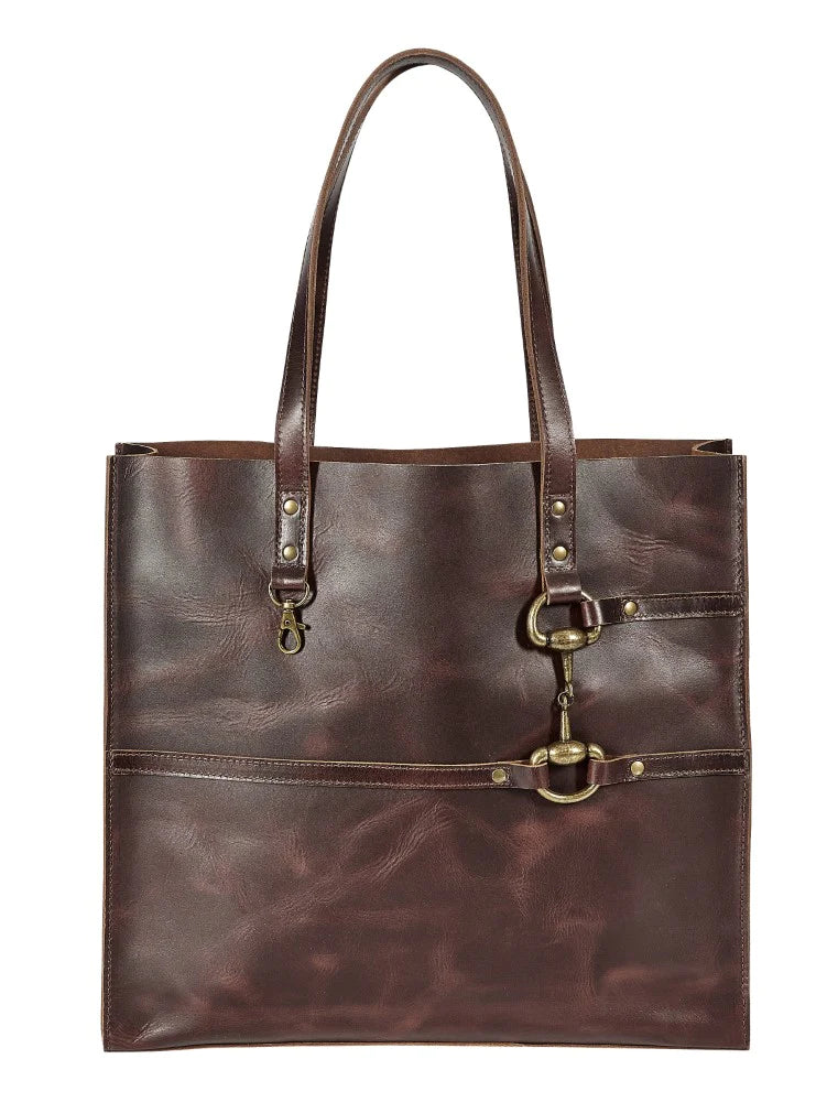 AWST INT'L SNAFFLE BIT LEATHER TOTE BAG