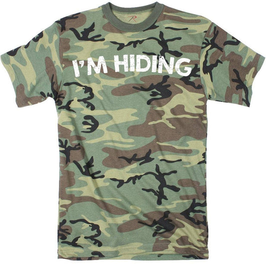 I'm Hiding Funny Graphic T-shirt Hunting Fishing Novelty Tee: Camo