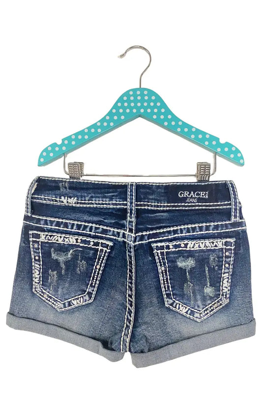 Border Stitches Detail Girl Shorts| GH-51795