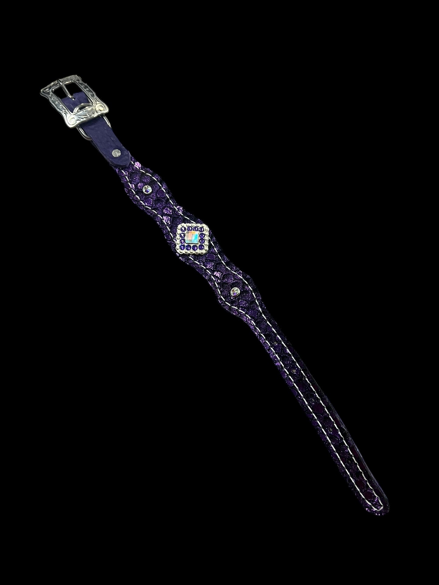 Purple mystic on dark leather