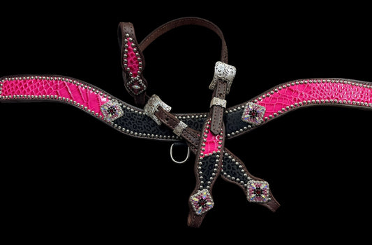 Barrel Racer Tripping style pink gator and Black flocked Leopard