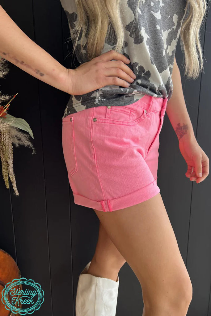 Backroads cuffed Shorts - Hot pink
