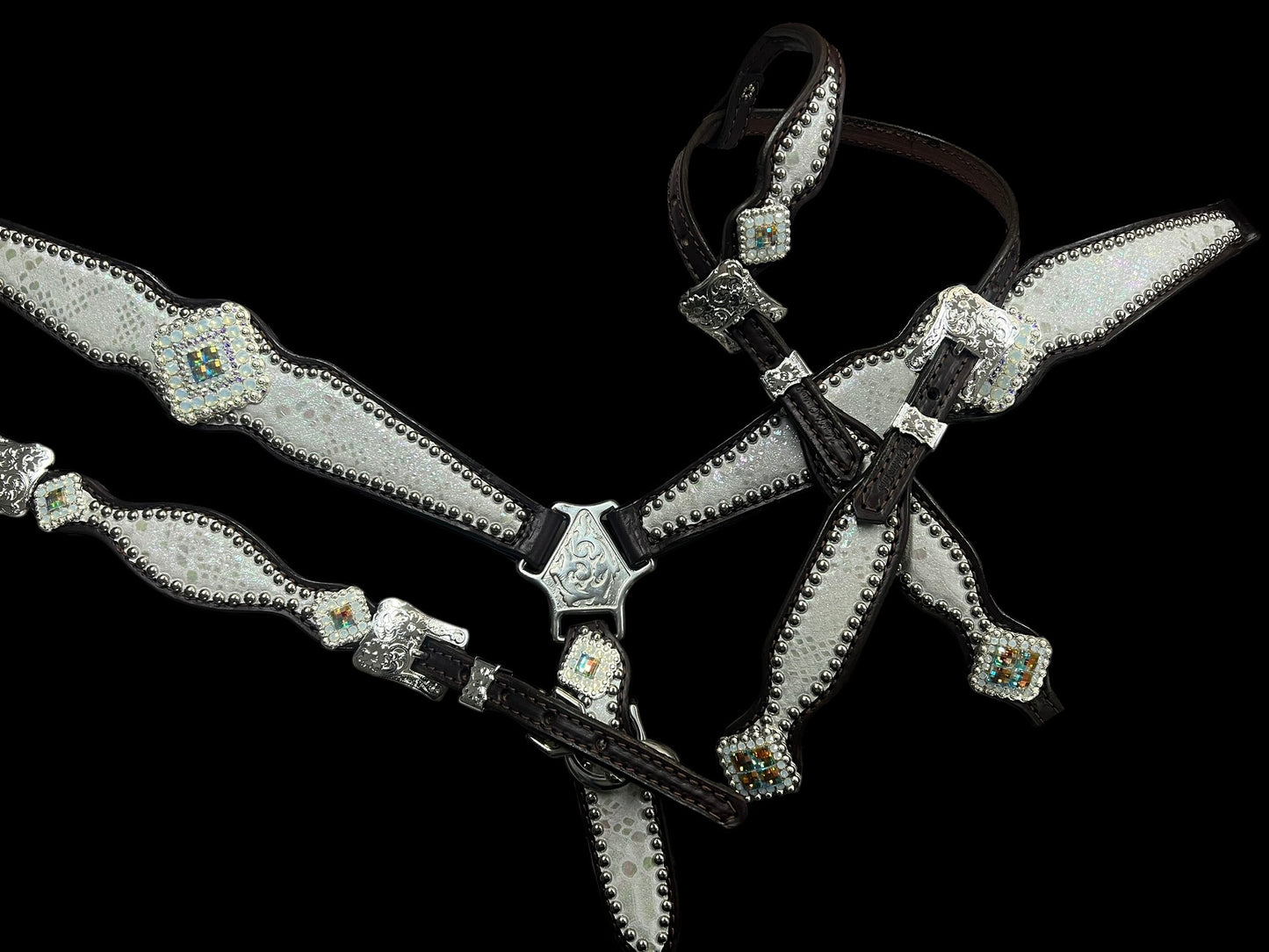 White mystic  on dark leather