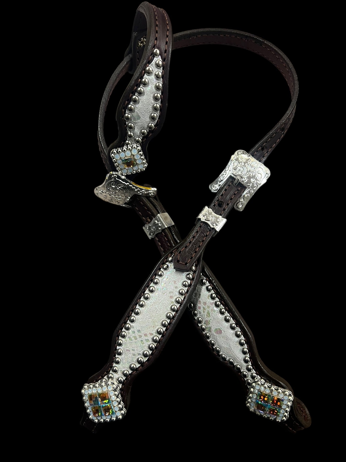 White mystic  on dark leather